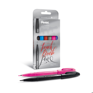 Zestaw pisaków pędzelkowych do kaligrafii i liternictwa  SES15C-ST6ACENPVPL PENTEL