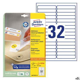 Etykiety uniwersalne L6031REV-25 96 x 16,9 30ark Usuwalne, Avery Zweckform