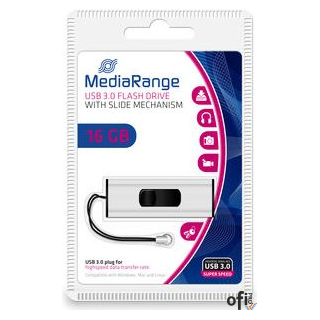 Pamięć Pendrive MediaRange 16GB USB 3.2 Gen 1 możliwość zawieszenia, srebrno-czarny, MR915
