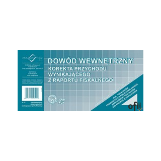 V-75 Dowód wewnętrzny - korekta przychodu wynikającego z raportu fiskalnego 50k 1/3 A4 offset MICHALCZYK I PROKOP