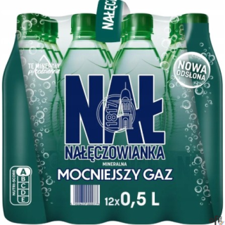 Woda NAŁĘCZOWIANKA mocniejszy gaz 0.5L butelka PET zgrzewka 12 szt. KAUCJA