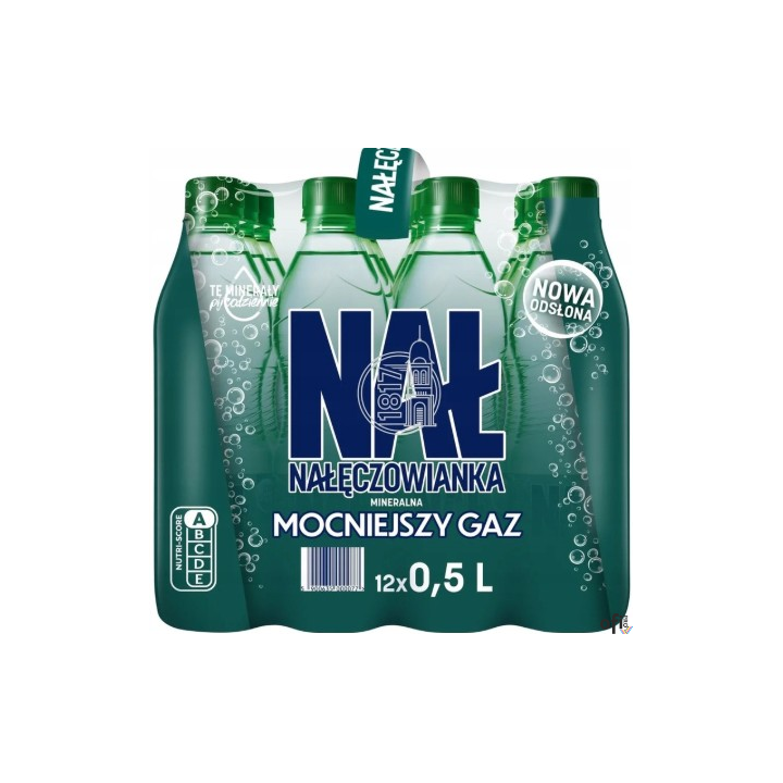 Woda NAŁĘCZOWIANKA mocniejszy gaz 0.5L butelka PET zgrzewka 12 szt. KAUCJA
