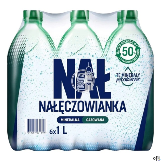 Woda NAŁĘCZOWIANKA mocniejszy gaz 1.0L butelka PET zgrzewka 6 szt.