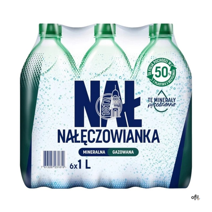 Woda NAŁĘCZOWIANKA mocniejszy gaz 1.0L butelka PET zgrzewka 6 szt.