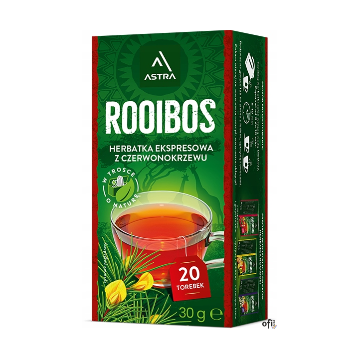 Herbata ASTRA ROOIBOS z czerwonokrzewu 20t czerwona