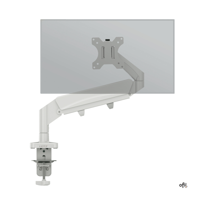 Oszczędzające miejsce na biurku ramię Leitz Ergo do monitora umożliwia ustawienie ekranu na zgodnej z zasadami ergonomii wysokoś