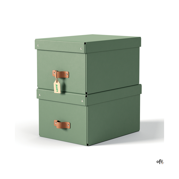 Zadbaj o porządek i dobre samopoczucie, tworząc z pomocą tekturowych pudełek Leitz Puro z pokrywkami uporządkowaną przestrzeń z 