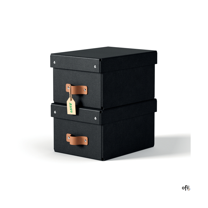 Zadbaj o porządek i dobre samopoczucie, tworząc z pomocą tekturowych pudełek Leitz Puro z pokrywkami uporządkowaną przestrzeń z 