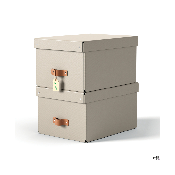 Zadbaj o porządek i dobre samopoczucie, tworząc z pomocą tekturowych pudełek Leitz Puro z pokrywkami uporządkowaną przestrzeń z 