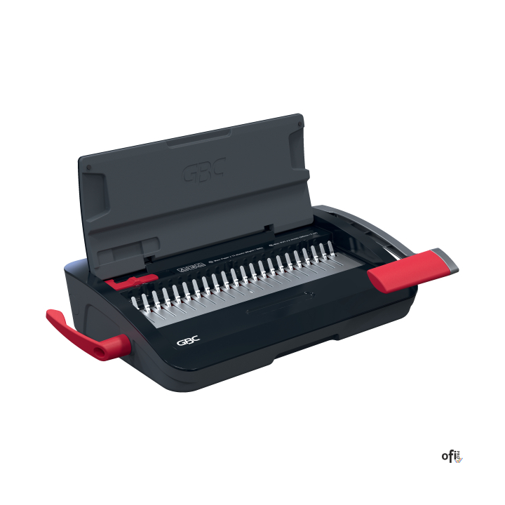 Model CombBind_ CB12 to niezawodne, kompaktowe urządzenie przeznaczone do oprawy grzebieniowej niewielkich ilości dokumentów, id