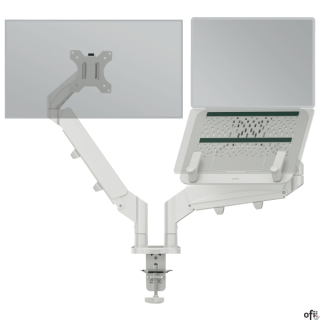 Oszczędzające miejsce ramię Leitz Ergo do monitora oraz laptopa umożliwia ustawienie ekranów na zgodnej z zasadami ergonomii wys