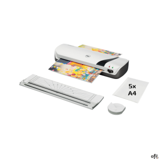 Zestaw 4 w 1 zawiera laminator A4 oraz przydatne w codziennej laminacji narzędzia - idealny do użytku domowego lub w szkole. W z