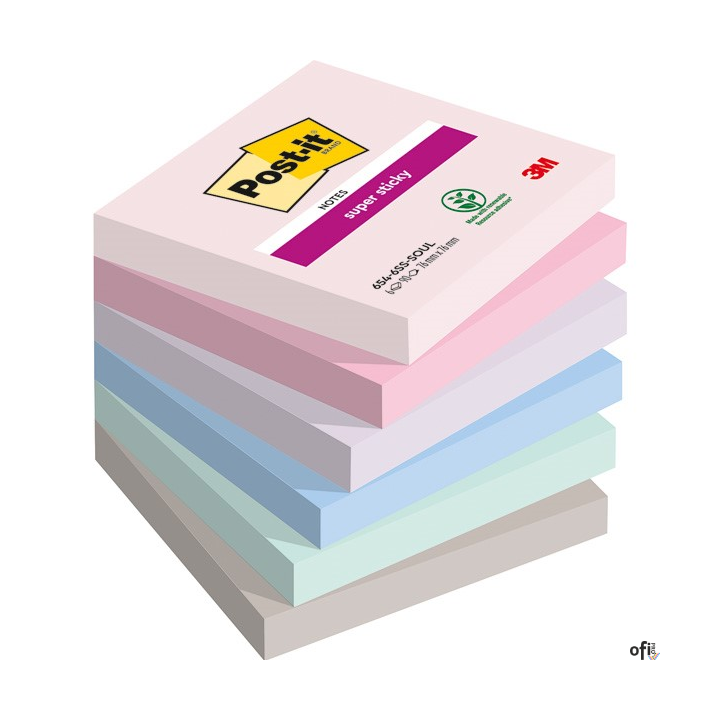 Karteczki samoprzylepne Post-it_ Super Sticky, SOULFUL, 76x76mm, 6x90 kart., 3M-4054596925953