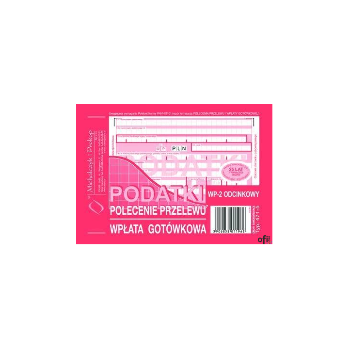 471-5 Podatki Polecenie Przelewu MICHALCZYK&PROKOP A6 80 kartek