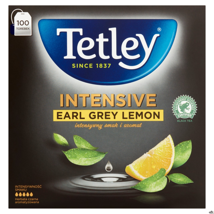 Tetley Intensive Earl Grey & Lemon to kompozycja najwyższej jakości czarnych herbat, z dodatkiem cytryny i aromatu. Tak staranni
