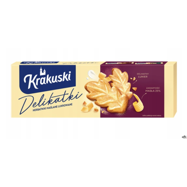 Krakuski Delikatki Herbatniki maślane lukrowane 125 g