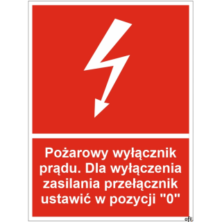 Naklejka Przeciwpożarowy wyłącznik prądu