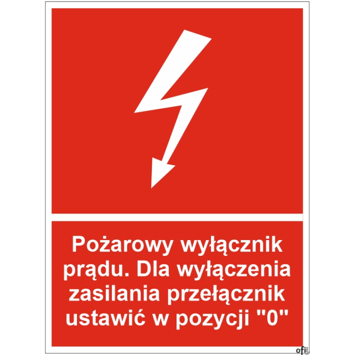 Naklejka Przeciwpożarowy wyłącznik prądu