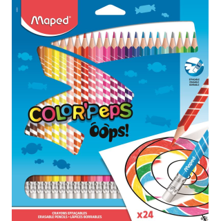 Kredki trójkątne ścieralne z gumką COLORPAPS OOPS 24 szt. 832824  MAPED