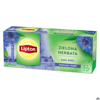 Herbata LIPTON GREEN TEA EARL GREY 20 torebek zielona