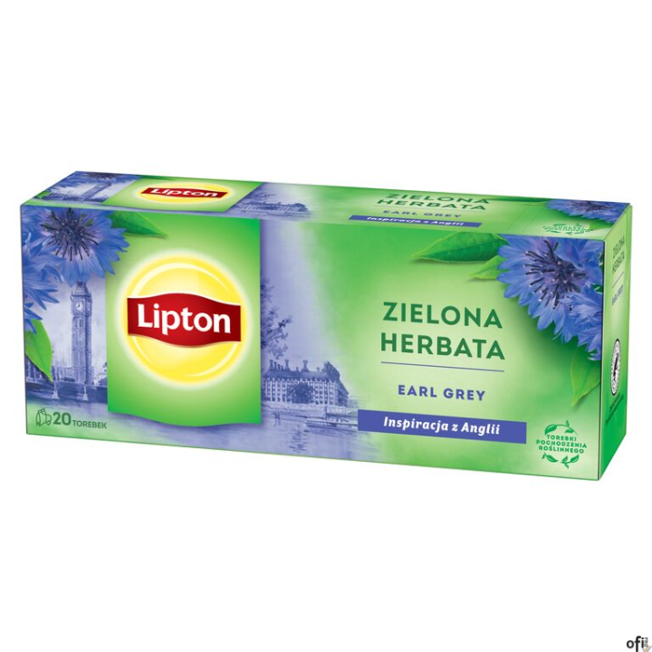 Herbata LIPTON GREEN TEA EARL GREY 20 torebek zielona