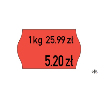 Etykiety cenowe w rolce do metkownicy dwurzędowej• Etykiety prostokątne z brzegami w kształcie fali• W formacie 26 x 16 mm• Czer