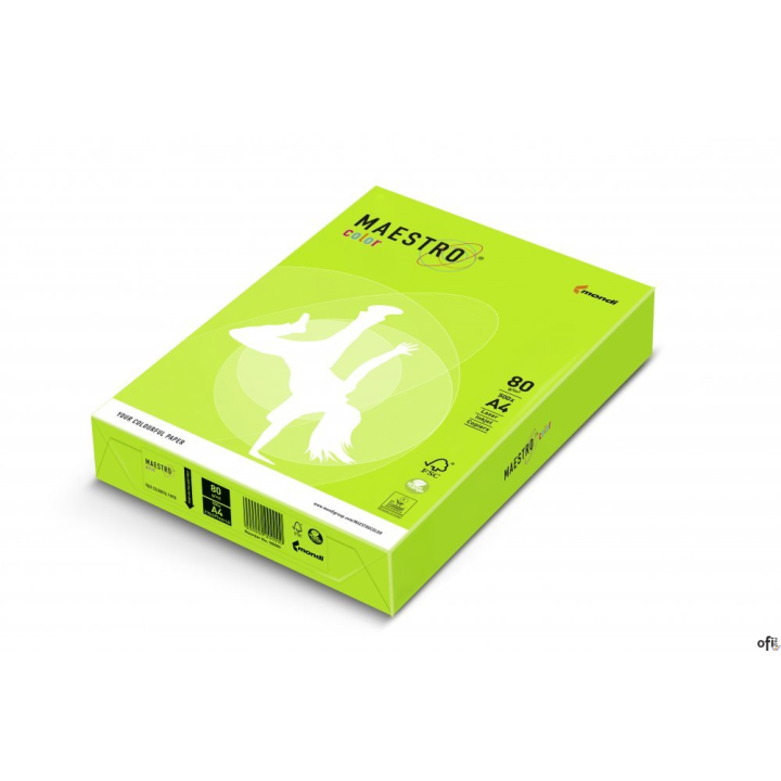 Papier xero MAESTRO COLOR A4 80g NEOGN neonowy odcień zielony