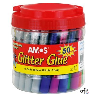 Klej z brokatem GCL10BK50 50 szt.uk/ 6 kolorów 10,5ml AMOS 170-2220
