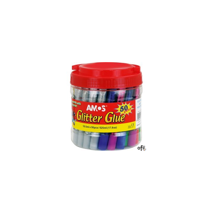 Klej z brokatem GCL10BK50 50 szt.uk/ 6 kolorów 10,5ml AMOS 170-2220