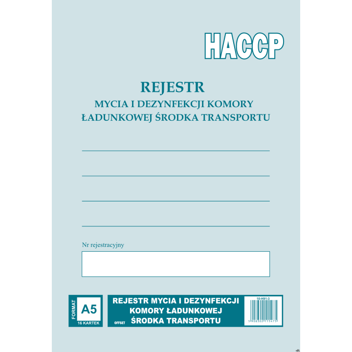 Rejsestr mycia i dezynfekcji komory ładunkowej środka transportu A5, 32 strony offset, 10-H91-3 DOTTS