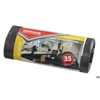 Worki na śmieci biurowe standard (HDPE) 35l 50szt. czarne OFFICE PRODUCTS 22021113-05
