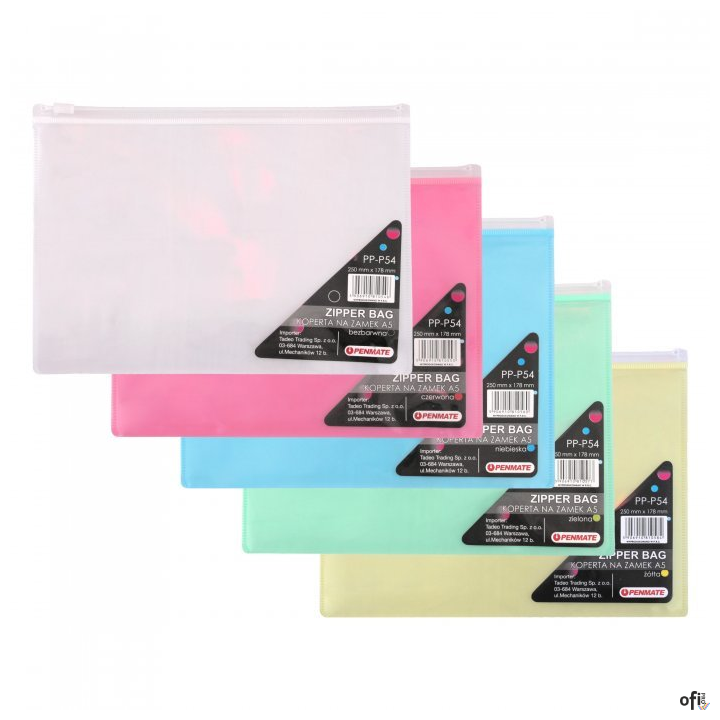 Koperta na zamek z PP A5 niebieska PENMATE TT6697