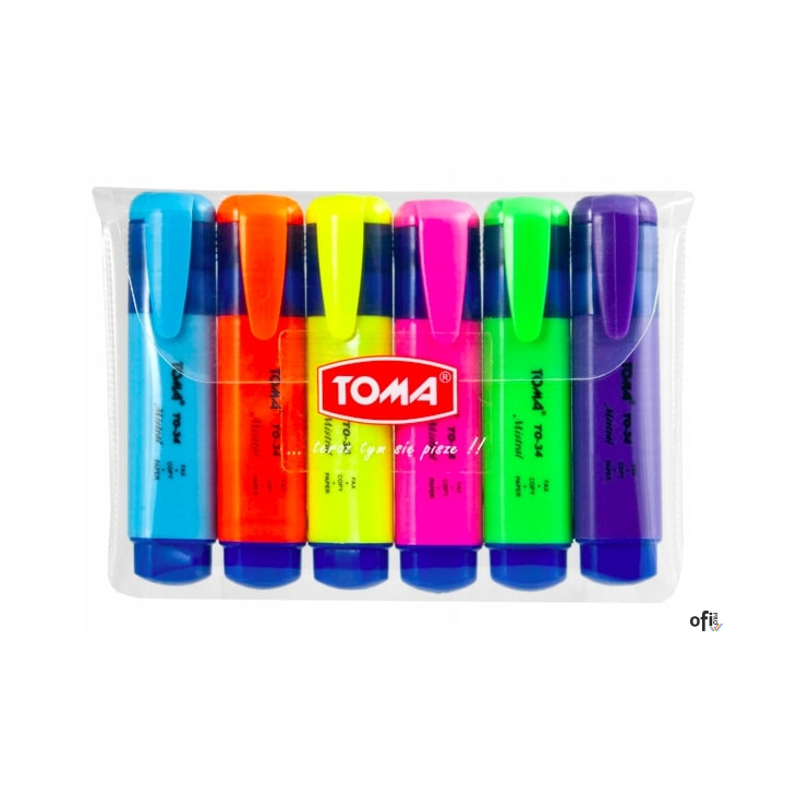 Zakreślacz MISTRAL, szeroka końcówka 1-5mm, mix 6 kolorów TO-334 Toma