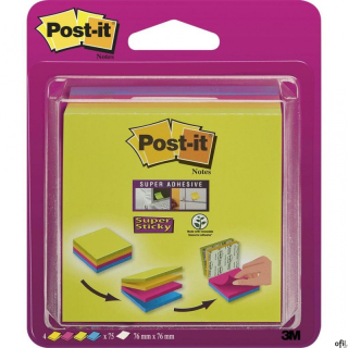 karteczki, które przyklejają się praktycznie do wszystkiego ilość karteczek: 4x75 w rozmiarze 76x76mm super mocne - pozostają pr