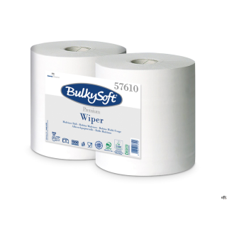 Bulkysoft - czyściwo papierowe, białe, dwuwarstwowe. Jedna rolka ma długość 300 metrów i podzielona jest na 1000 odcinków. Wykon