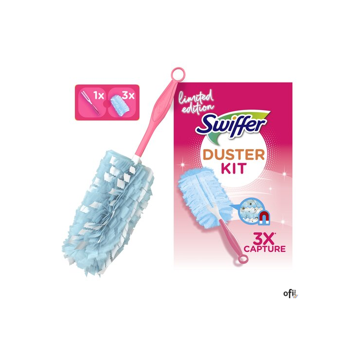 SWIFFER PINK Duster Kit do usuwania kurzu (1 miotełka + 3 wkłady) kurzawka
