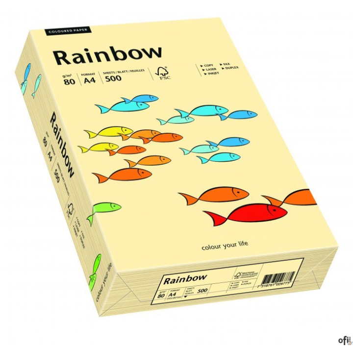 Papier xero kolorowy A4 80g 500 ark. RAINBOW R06 kość słoniowa 88042275