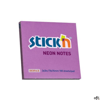Bloczek STICKN 76x76mm fioletowy neonowy 100k 21210 STICKN