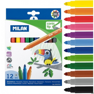 Flamastry ze stożkową końcówką, 12 szt.  0612312 MILAN