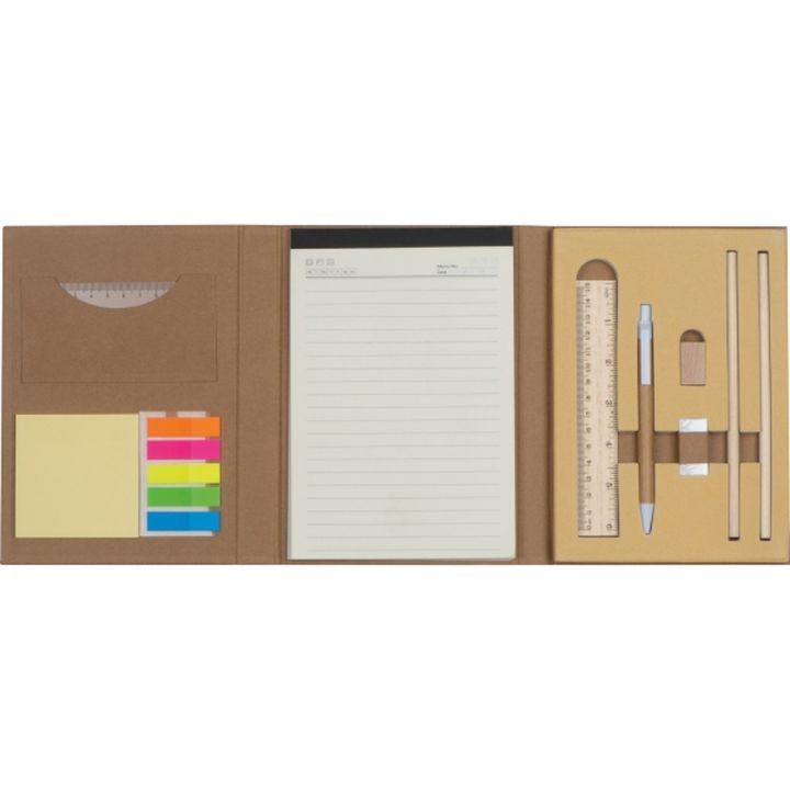 Folder z notatnikiem w linie i przyborami do pisania CALVIN