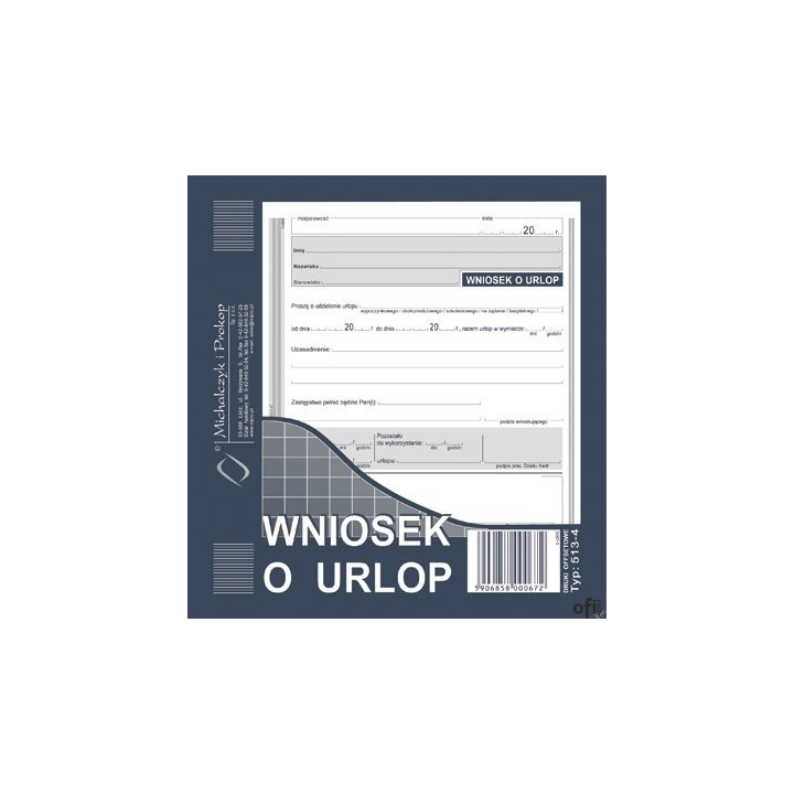 513-4 WU Wniosek o udz.urlopu 2/3 A5 MICHALCZYK I PROKOP