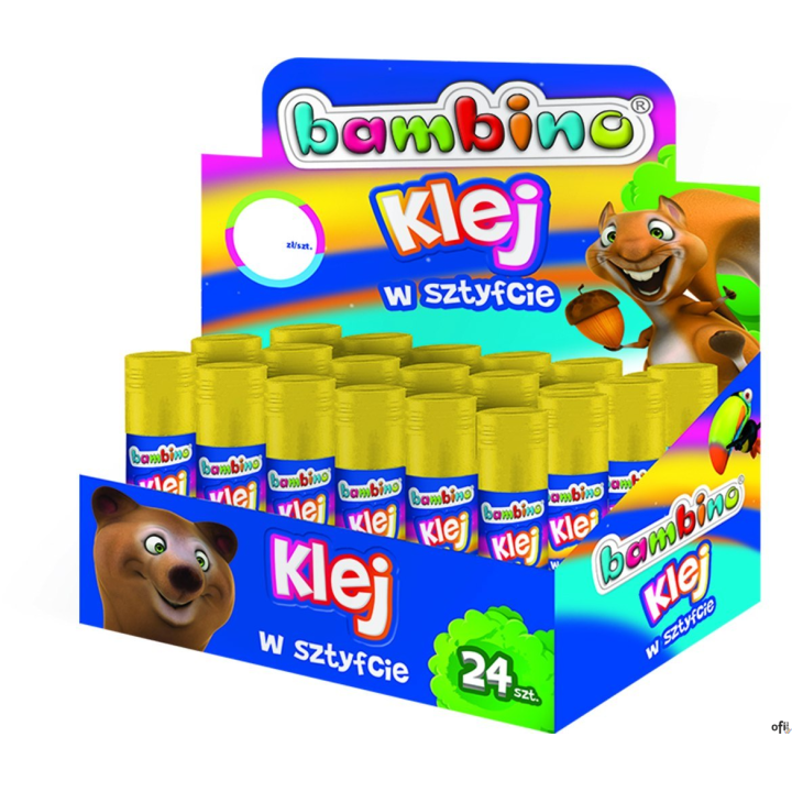 Klej sztyft 9g MINI ZOO (24) display MAJEWSKI BAMBINO