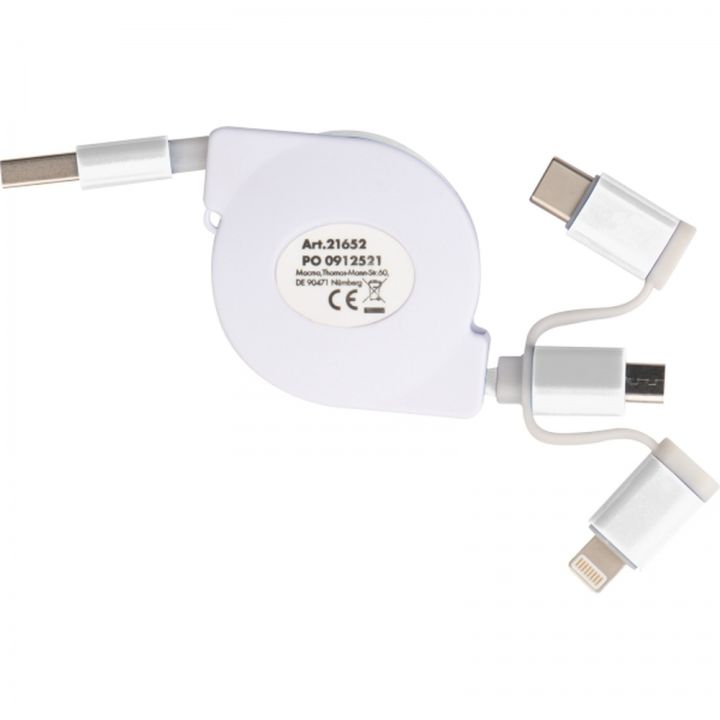 Kabel do ładowania z 3 wtyczkami rozwijany NICO