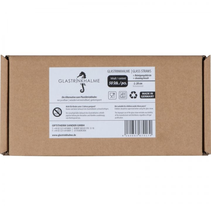 Słomka do napojów szklana 20 cm NELSON