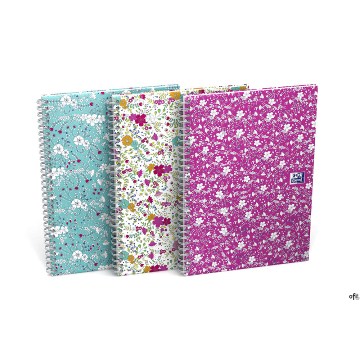 Kołonotatnik A5 60 kartek kratka/tagi Floral Oxford 400094951