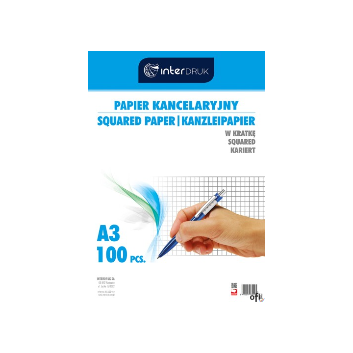 Papier kancelaryjny A3 kratka (100) 70g INTERDRUK