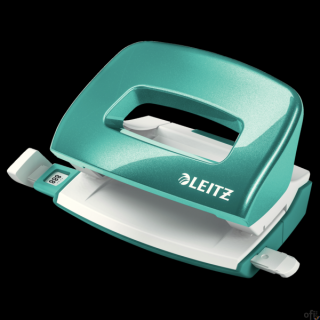 Dziurkacz Mini metalowy Leitz WOW, turkusowy, 10 lat gwarancji, 10 kartek 50601051