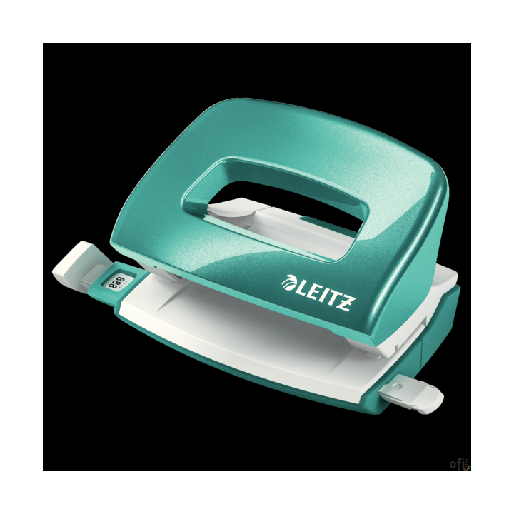 Dziurkacz Mini metalowy Leitz WOW, turkusowy, 10 lat gwarancji, 10 kartek 50601051