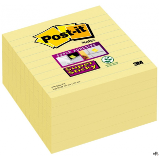 Bloczek samoprzylepny POST-IT_ Super Sticky XL, w linie (675-SS6-Y), 101x101mm, 6x90 kart., żółty, 3M-70005271963