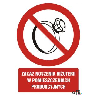 Tabliczka  Zakaz noszenia biżuterii ZZ-20Z/11881ZN (X)
